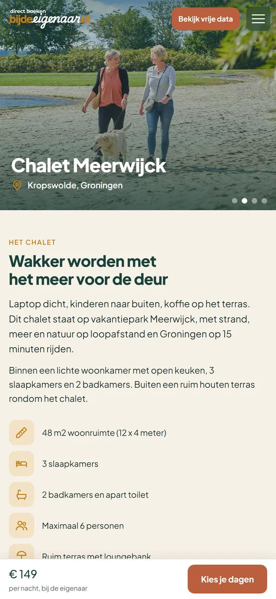 Dezelfde pagina op een telefoon